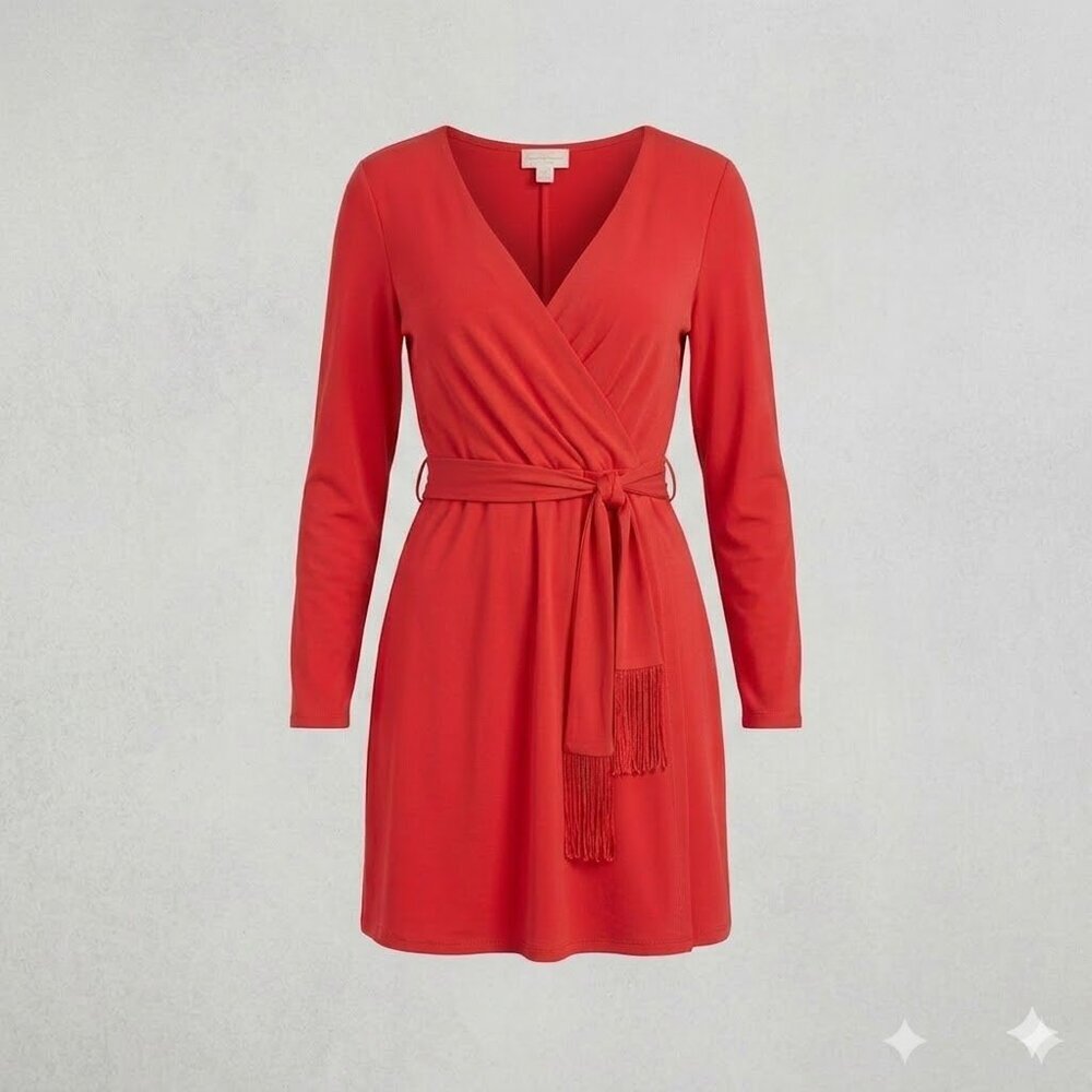 NWT Jessica Simpson Faux Wrap Dress with Fringe Detail - Size 14